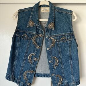 90’s Denim Vest with Silver Embellishments